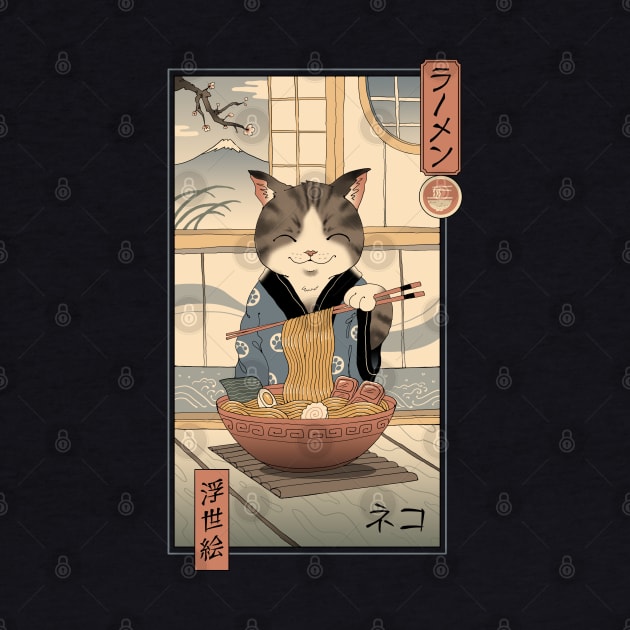 Neko Ramen Ukiyo-e by Vincent Trinidad Art